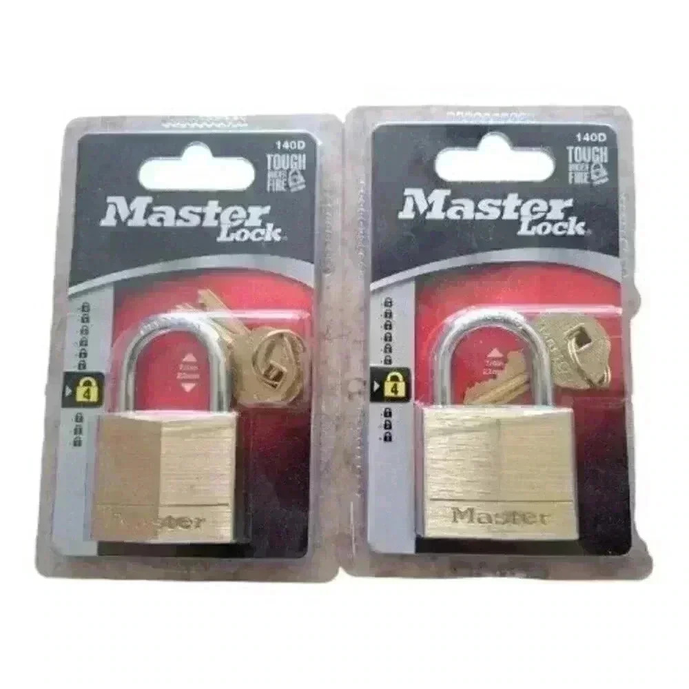 Master Lock 140D Brass Padlock Lot of 2 each keyed differently NEW‎